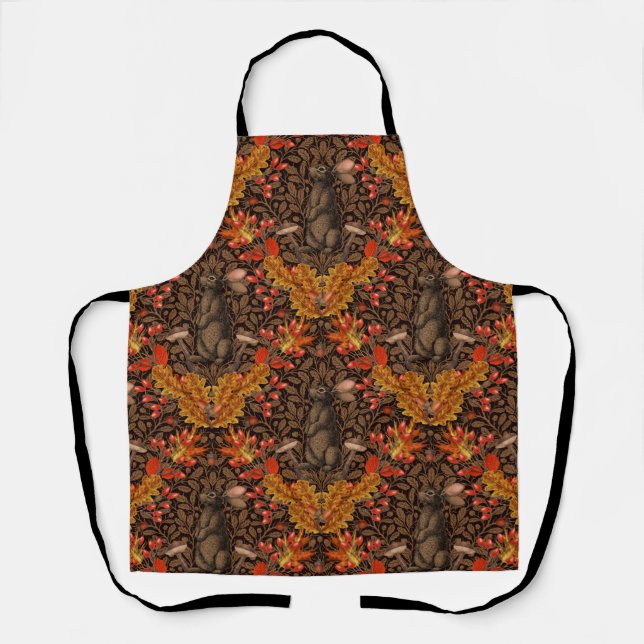 Autumn rabbit on brown apron (Front)