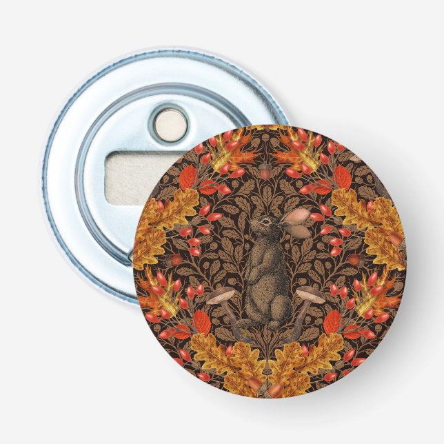 Autumn rabbit on brown bottle opener (Front)