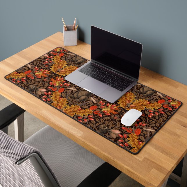 Autumn rabbit on brown desk mat (Office 2)