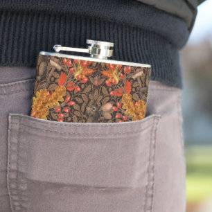 Autumn rabbit on brown hip flask