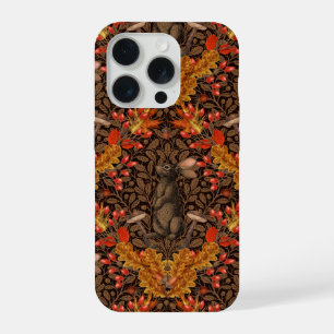 Autumn rabbit on brown iPhone 15 pro case