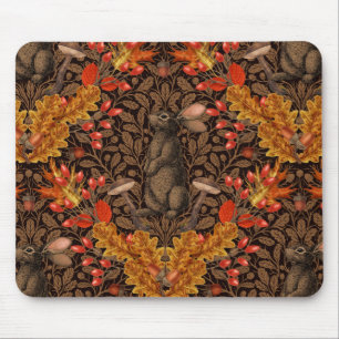 Autumn rabbit on brown mouse pad