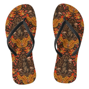 Autumn rabbit on brown thongs