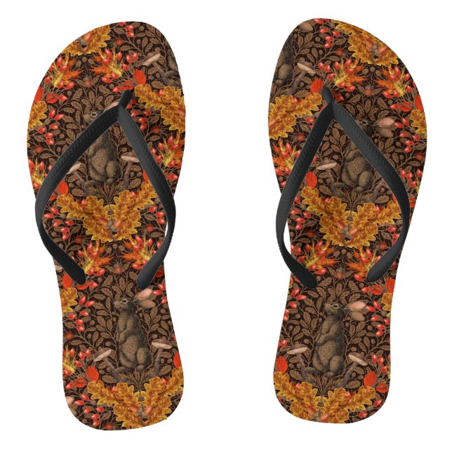 Autumn rabbit on brown thongs (Footbed)