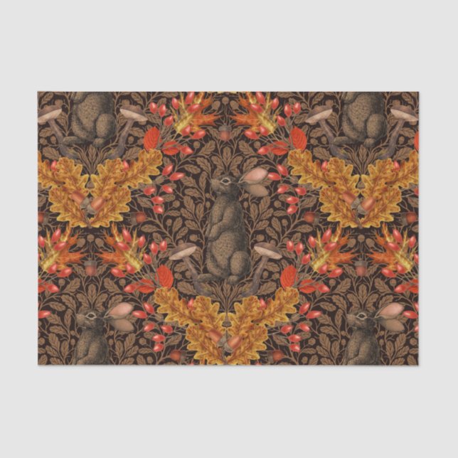 Autumn rabbit on brown tissue paper (Front)