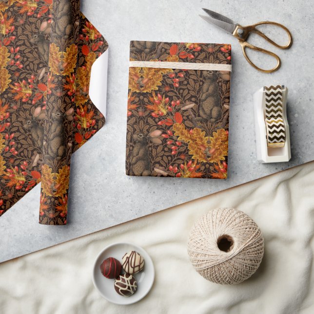 Autumn rabbit on brown wrapping paper (Crafts)