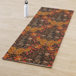 Autumn rabbit on brown yoga mat