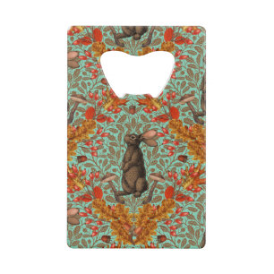 Autumn rabbit on light green