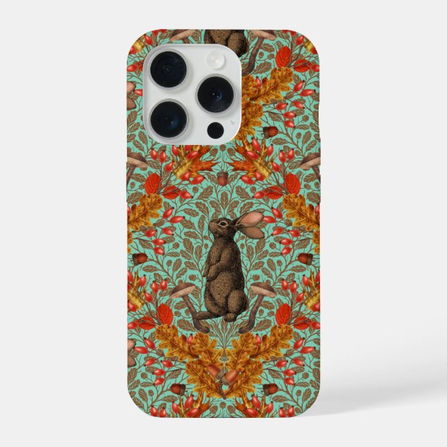 Autumn rabbit on light green iPhone case (Back)