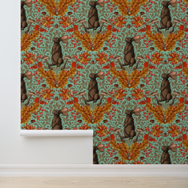 Autumn rabbit on light green wallpaper (Application)