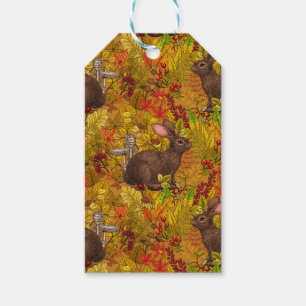Autumn Rabbit on ochre Gift Tags