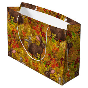 Autumn Rabbit on ochre Large Gift Bag