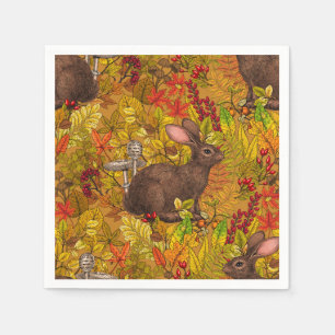 Autumn Rabbit on ochre Napkin