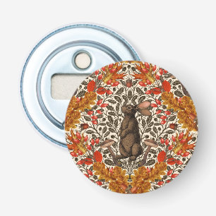 Autumn rabbit on off white bottle opener