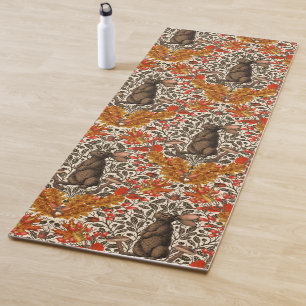 Autumn rabbit on off white yoga mat