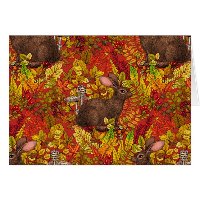 Autumn Rabbit on red (Front Horizontal)