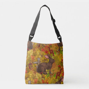 Autumn Rabbit on red Crossbody Bag