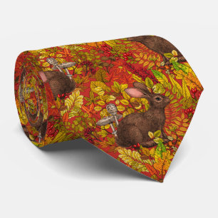 Autumn Rabbit on red Tie