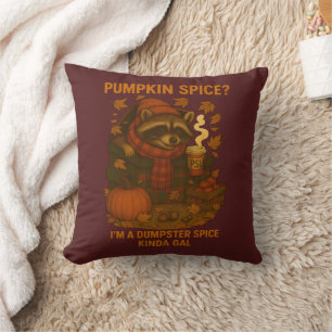 Autumn Raccoon Funny Pumpkin Spice Latte Cushion