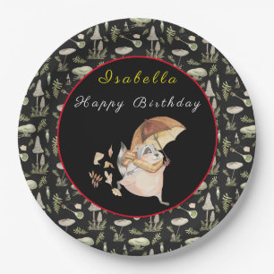 Autumn Racoon Customise Text and Colour Paper Plate