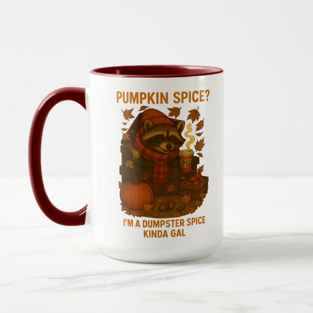 Autumn Racoon Funny Pumpkin Spice Latte Mug (Left)