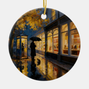 Autumn Rain Phone Booth Ornament