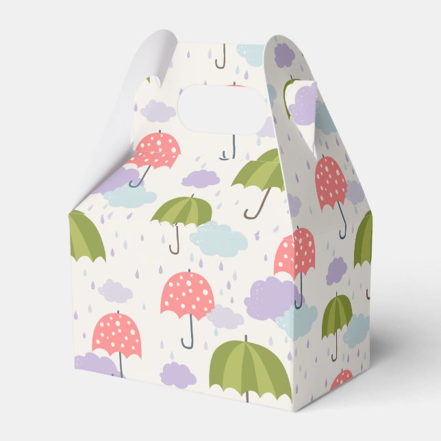 Autumn Rainy Day with Umbrella Pattern Favour Box (Back Side)