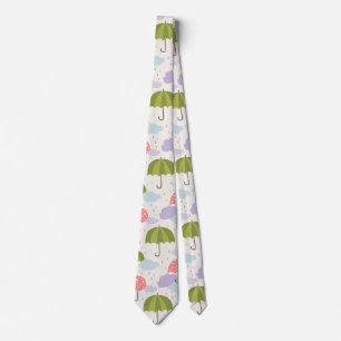 Autumn Rainy Day with Umbrella Pattern Tie
