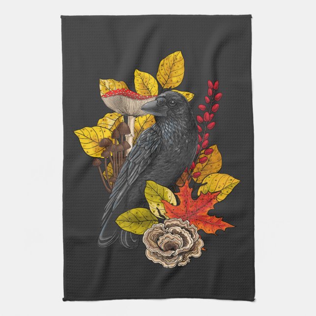 Autumn raven 2 tea towel (Vertical)