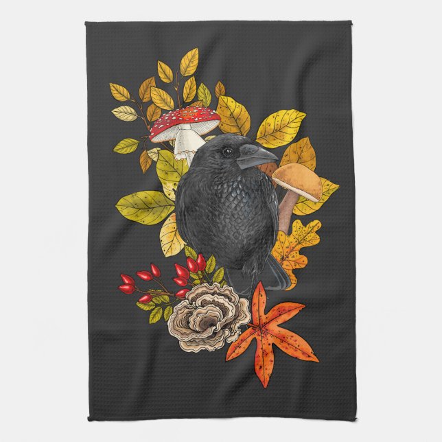 Autumn raven tea towel (Vertical)