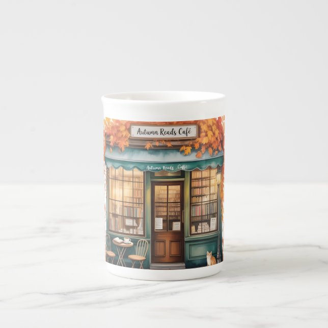 Autumn Reads Café Tasses  — Fall Bookstore  Bone China Mug (Front)