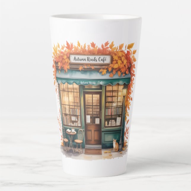 Autumn Reads Café Tasses  — Fall Bookstore  Latte Mug (Front)