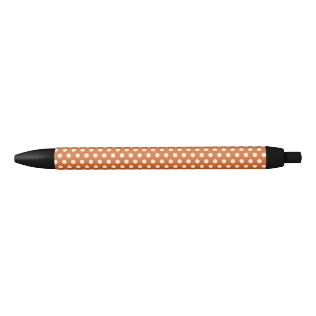 Autumn Red and White Polka Dot Black Ink Pen (Front)