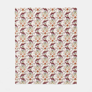 Autumn Red Fox Folk Art Fleece Blanket 