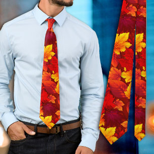Autumn Red Leaves Thanksgiving Neck Tie