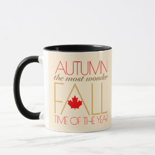 Autumn Red Leaves Word Art Wonder Fall ... Mug