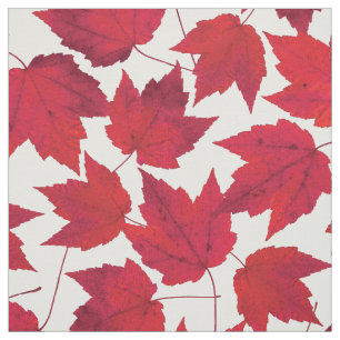 Autumn Red Maple Leaves Fabric