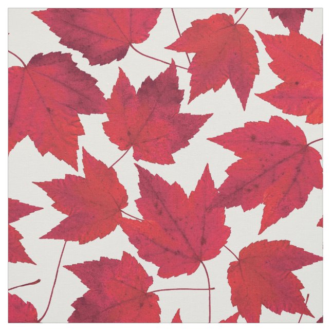 Autumn Red Maple Leaves Fabric (Swatch)