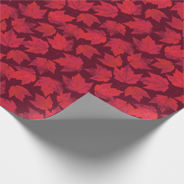 Autumn Red Maple Leaves Wrapping Paper (Corner)