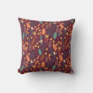 Autumn Red-Orange Vintage Motif Cushion