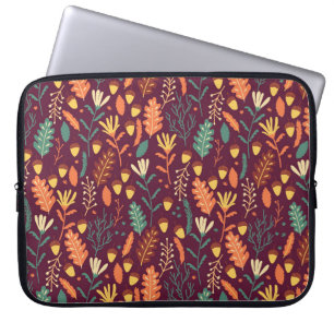 Autumn Red-Orange Vintage Motif Laptop Sleeve