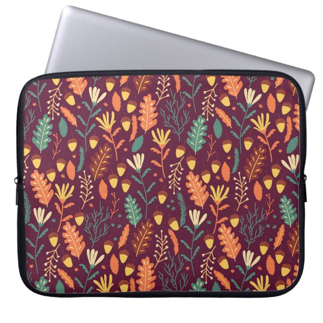 Autumn Red-Orange Vintage Motif Laptop Sleeve (Front)