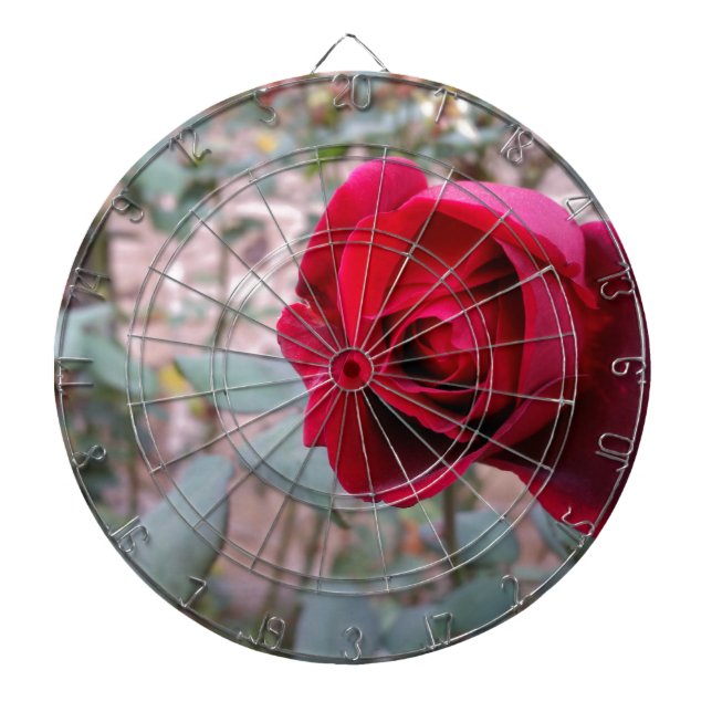 Autumn red rose dartboard (Front)