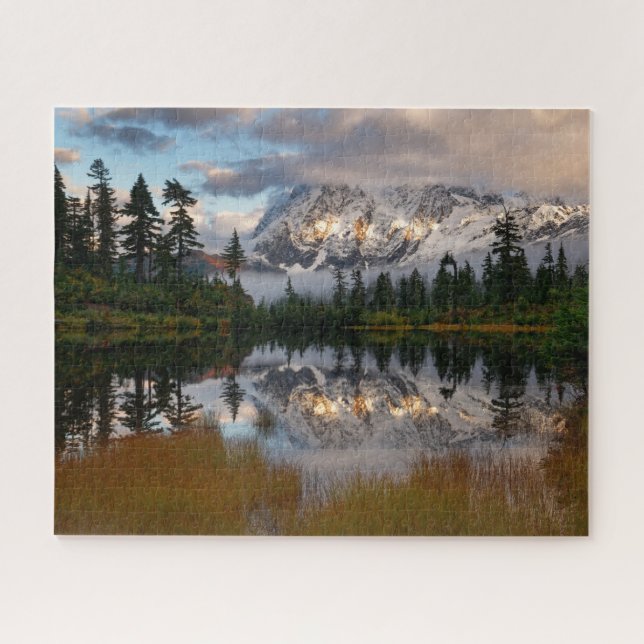 Autumn Reflection of Mount Shuksan in Picture Lake Jigsaw Puzzle (Horizontal)