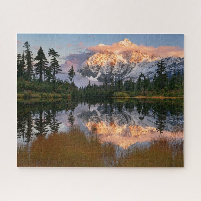 Autumn Reflection of Mount Shuksan in Picture Lake Jigsaw Puzzle (Horizontal)