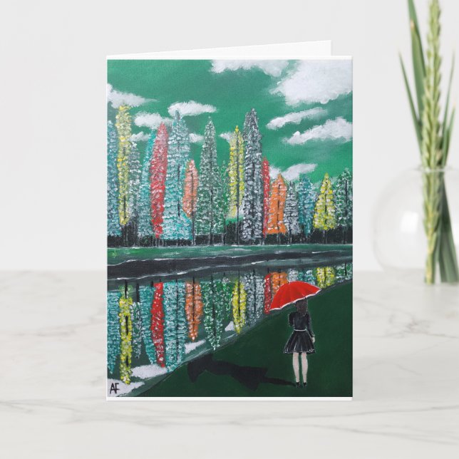 Autumn Reflection Painting by Alfred Fox Card (Front)