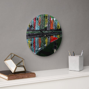 Autumn Reflection Painting by Alfred Fox Large Clock