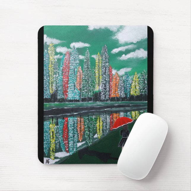 Autumn Reflection Painting by Alfred Fox Mouse Pad (With Mouse)