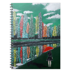 Autumn Reflection Painting by Alfred Fox Notebook