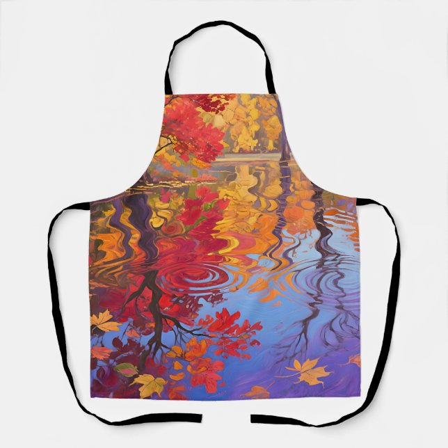 Autumn Reflection Pond Impressionist Apron (Front)